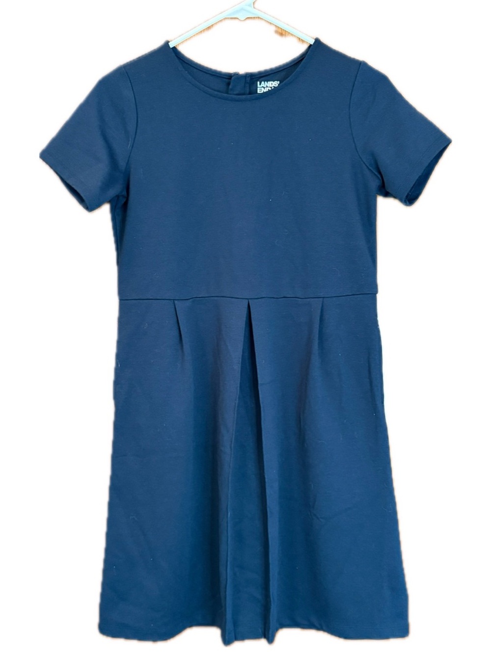 Lands' End School Uniform Pleated Ponte Dress - Navy Size 16